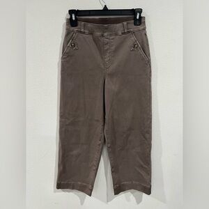 Spanx Cropped Pants Small | Taupe Pull-On Stretch Slim Ankle Pants